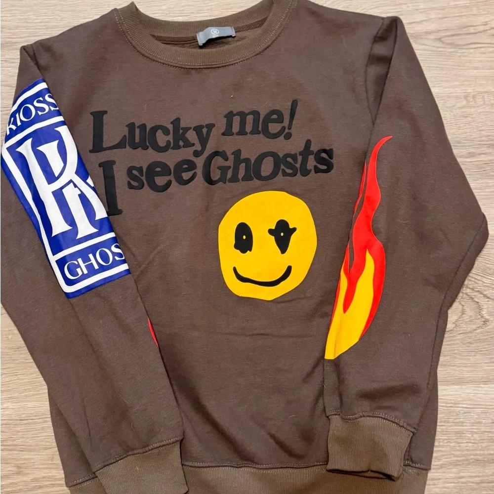 Viral Kid Cudi and Kanye West "Lucky Me! I See Ghosts” Crewneck Sweatshirt - Picture 1 of 7